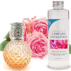 Mamamanuela Lampe catalytique Orange Diamonds + Parfum Bed of Roses 200 ml - Élimine mauvaises odeurs, parfume et améliore la qualité de l'air* Désodorisant Et Parfum D'Ambiance