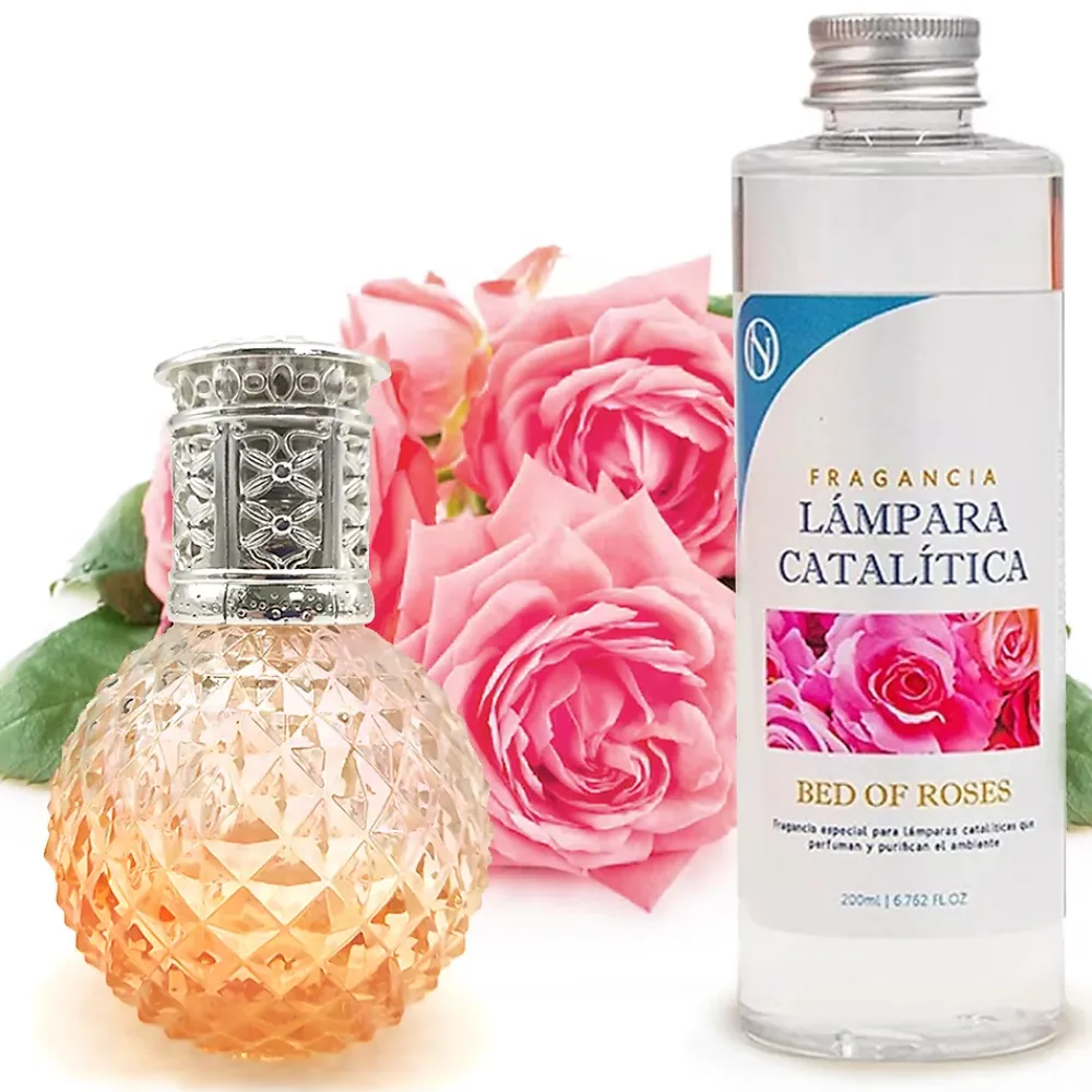 Mamamanuela Lampe catalytique Orange Diamonds + Parfum Bed of Roses 200 ml - Élimine mauvaises odeurs, parfume et améliore la qualité de l'air* Désodorisant Et Parfum D'Ambiance
