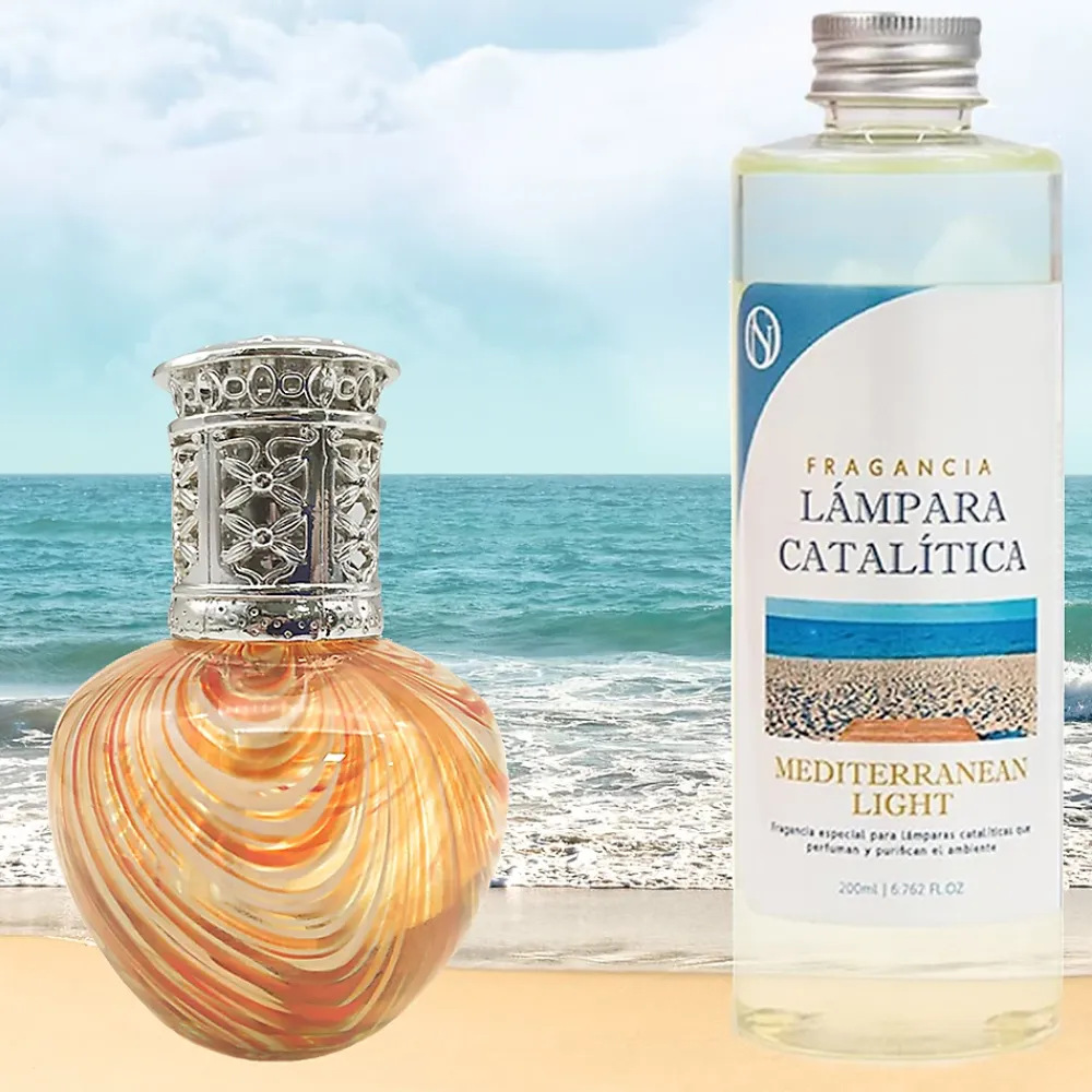 Mamamanuela Lampe catalytique Orange Waves + Mediterranean Light 500 ml - Élimine mauvaises odeurs, parfume et améliore la qualité de l'air* Désodorisant Et Parfum D'Ambiance
