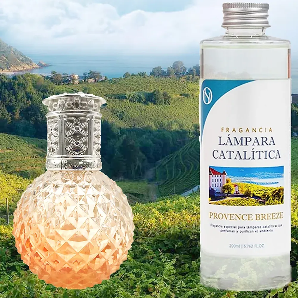 Mamamanuela Lampe catalytique Orange Diamonds + Parfum Provence Breeze 500 ml - Élimine mauvaises odeurs, parfume et améliore qualité de l'air* Désodorisant Et Parfum D'Ambiance