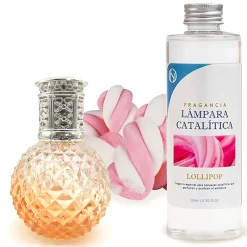 Mamamanuela Lampe catalytique Orange Diamonds + Parfum Lollipop 500 ml - Élimine les mauvaises odeurs, parfume et améliore la qualité de l'air* Désodorisant Et Parfum D'Ambiance