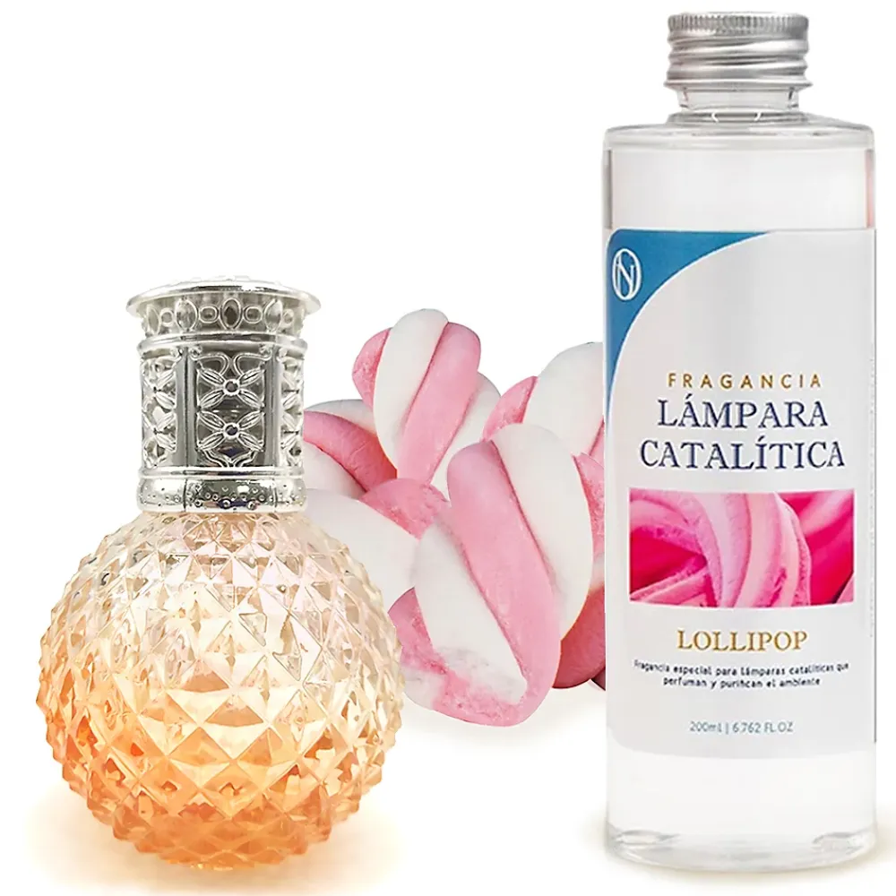 Mamamanuela Lampe catalytique Orange Diamonds + Parfum Lollipop 500 ml - Élimine les mauvaises odeurs, parfume et améliore la qualité de l'air* Désodorisant Et Parfum D'Ambiance