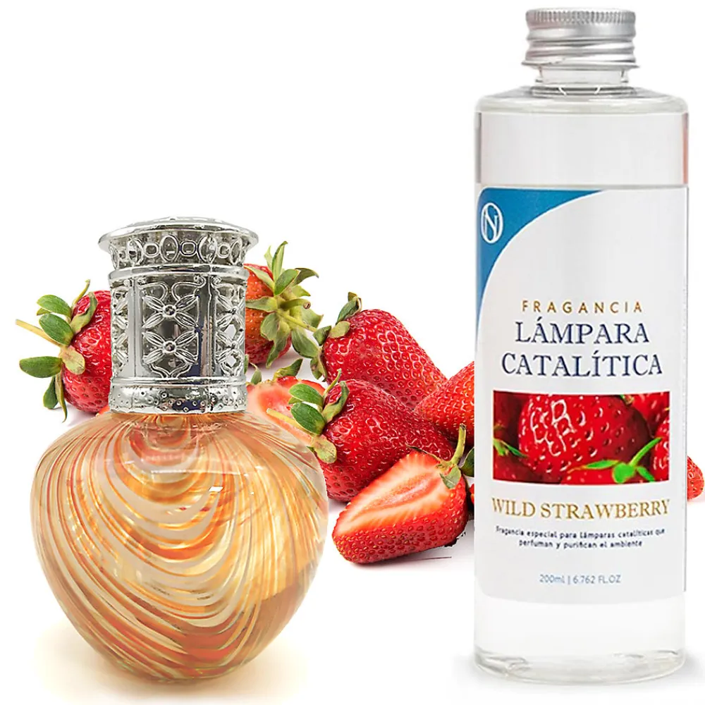 Lampe catalytique Orange Waves + Parfum Wild Strawberry 200 ml - Élimine mauvaises odeurs, parfume et améliore la qualité de l'air>Mamamanuela