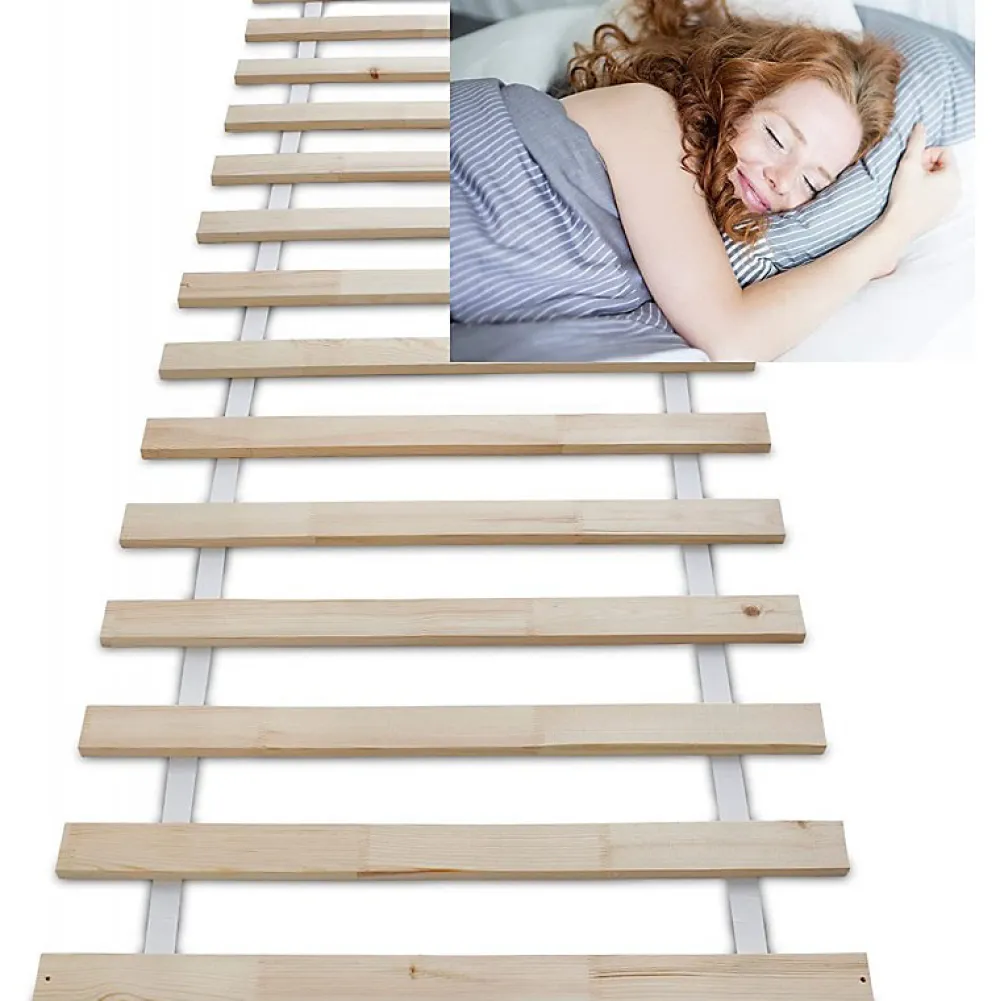Bb Loisir Lattes sans cadre 140x200cm 14 lattes en bois massif pour soutien ferme avec sangle enroulé* Sommier