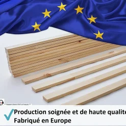 Bb Loisir Lattes sans cadre 140x200cm 14 lattes en bois massif pour soutien ferme avec sangle enroulé* Sommier