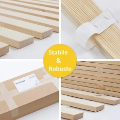 Lattes sans cadre 90x200cm 14 lattes en bois massif pour soutien ferme avec sangle enroulé><noscript><img width=