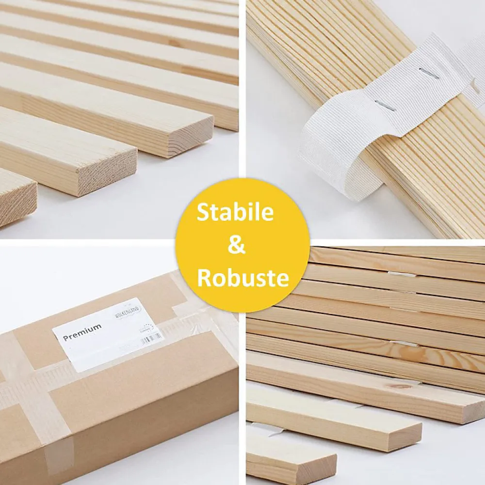 Lattes sans cadre 90x200cm 14 lattes en bois massif pour soutien ferme avec sangle enroulé>Bb Loisir Sale