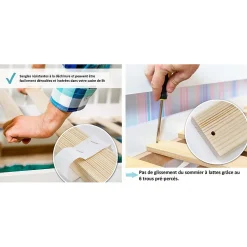 Lattes sans cadre 90x200cm 14 lattes en bois massif pour soutien ferme avec sangle enroulé><noscript><img width=
