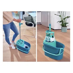 Leifheit Clean Twist M Ergo 52120 Kit de nettoyage sol - Balai a plat lave sol avec housse 33 cm et seau a essorage rotatif faci* Seau, Bassine, Récipient De Ménage