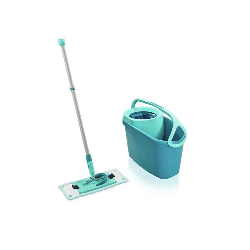 Leifheit Clean Twist M Ergo 52120 Kit de nettoyage sol - Balai a plat lave sol avec housse 33 cm et seau a essorage rotatif faci* Seau, Bassine, Récipient De Ménage