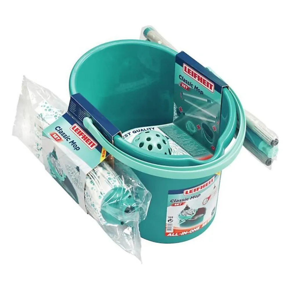 Kit de nettoyage sol Classic Mop 56792 ensemble de nettoyage balai a franges viscose tres absorbantes seau pan>Leifheit Online