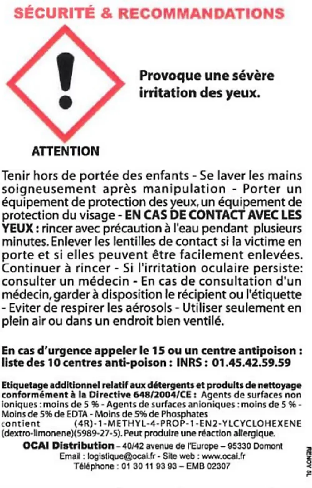 Rénovocai Lessive du sol au plafond 5L* Produits De Gros Lessivage