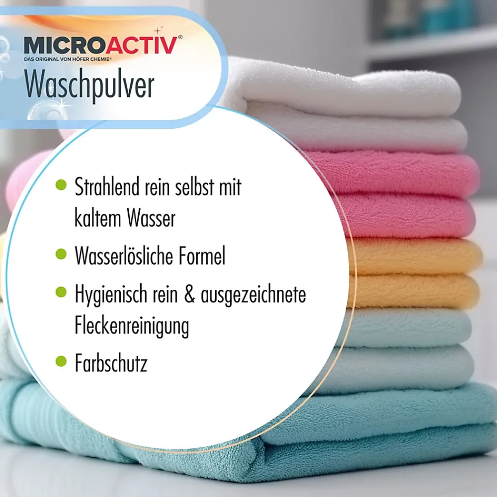 Höfer Chemie Lessive en poudre Microactiv en sceaux de 10 KGx6* Nettoyant Pour Salle De Bains