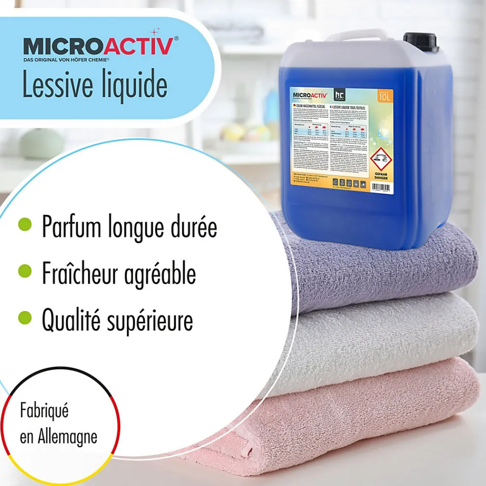 Lessive Liquide Microactiv 40 L Puissante Pour Blanc Et Couleurs, Se Dissout Facilement>Höfer Chemie New
