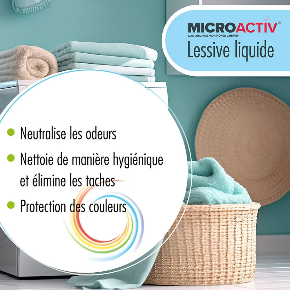 Lessive Liquide Microactiv 40 L Puissante Pour Blanc Et Couleurs, Se Dissout Facilement>Höfer Chemie New