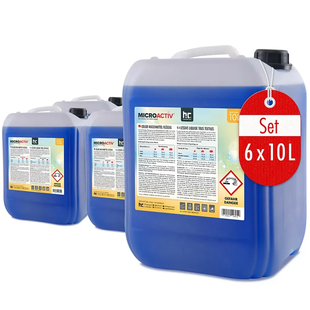 Höfer Chemie Lessive Liquide Microactiv 60 L Puissante Pour Blanc Et Couleurs, Se Dissout Facilement* Nettoyant Pour Salle De Bains