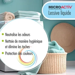 Lessive Liquide Microactiv 10 L Puissante Pour Blanc Et Couleurs, Se Dissout Facilement><noscript><img width=