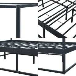 [En.Casa] Lit à baldaquin Kristianstad métal 120 x 200 cm noir en.casa* Lit À Baldaquin