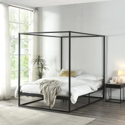 Lit à baldaquin Kristianstad métal 140 x 200 cm noir en.casa>[En.Casa] Outlet