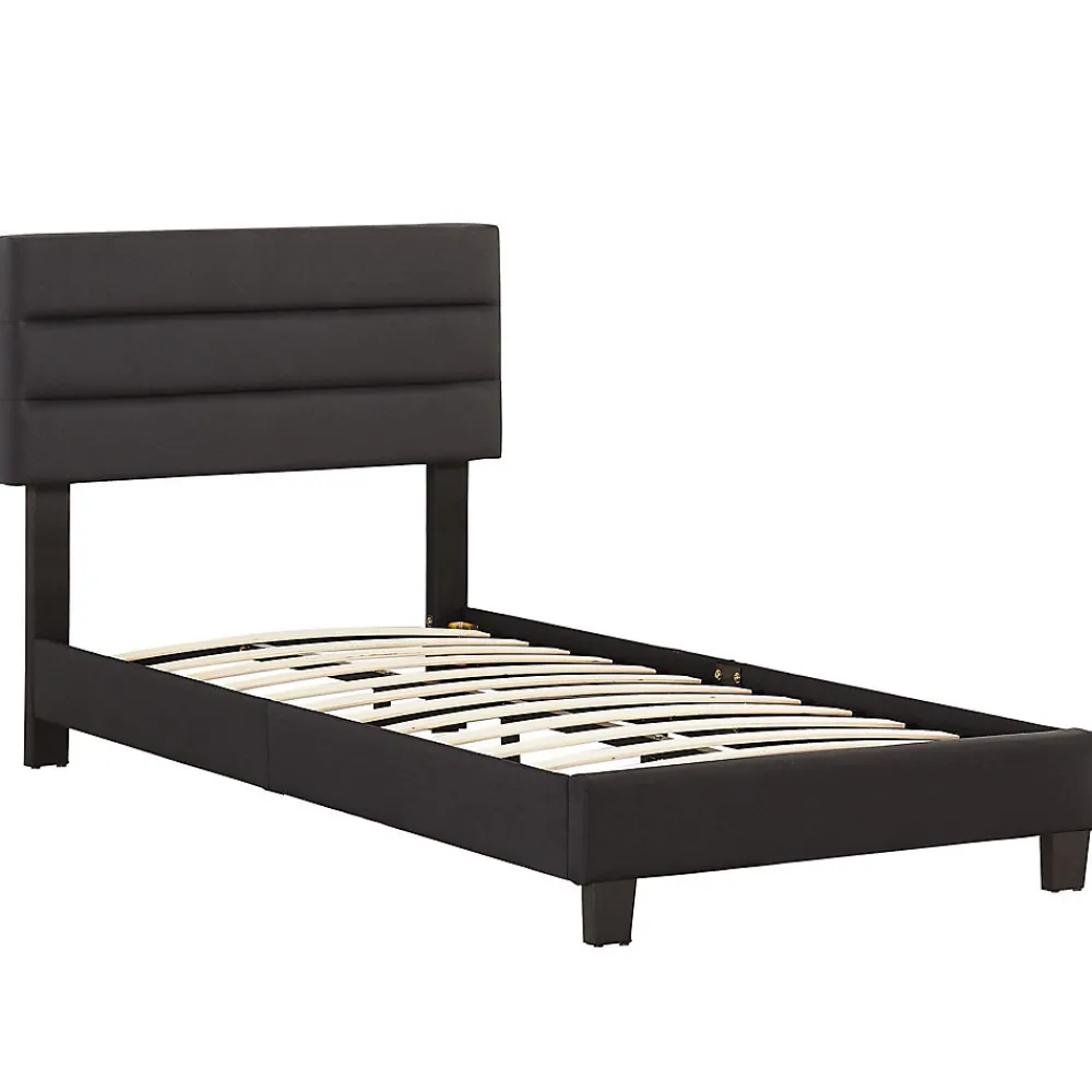 Lit 1 place FLORIDA, 90 x 190 cm, capitonné avec sommier, revêtement en tissu noir>Idimex Clearance