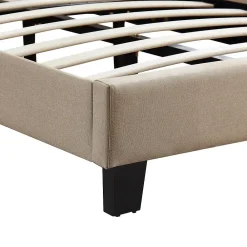 Idimex Lit 1 place FLORIDA, 90 x 190 cm, capitonné avec sommier, revêtement en tissu beige* Lit Simple