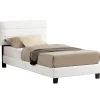 Lit 1 place HUDSON, 90 x 190 cm, capitonné avec sommier, revêtement synthétique blanc>Idimex Sale