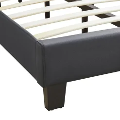 Idimex Lit 1 place HUDSON, 90 x 190 cm, capitonné avec sommier, revêtement synthétique noir* Lit Simple