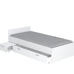 Bb Loisir Lit 1 place 90x190cm blanc TIDO inclus chevet et tiroir pour rangement* Lit Simple