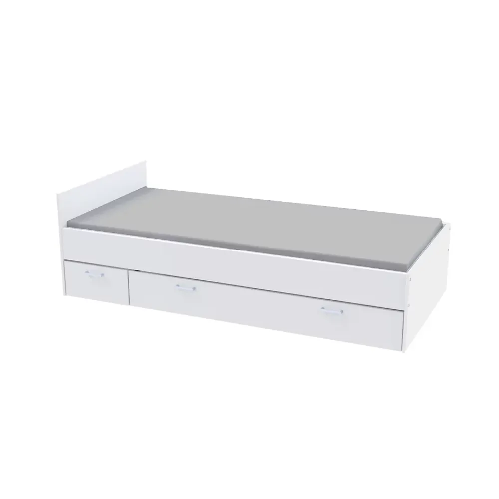 Bb Loisir Lit 1 place 90x190cm blanc TIDO inclus chevet et tiroir pour rangement* Lit Simple