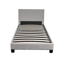Lit 1 place 90x190cm Tissu Gris clair avec sommier DUSIN><noscript><img width=