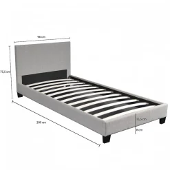 Lit 1 place 90x190cm Tissu Gris clair avec sommier DUSIN><noscript><img width=
