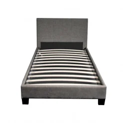 Lit 1 place 90x190cm Tissu Gris foncé avec sommier DUSIN>Bb Loisir Discount