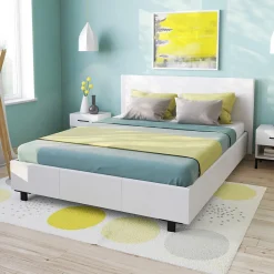 Lit 2 places 140x190cm blanc avec sommier ALATA>Bb Loisir New