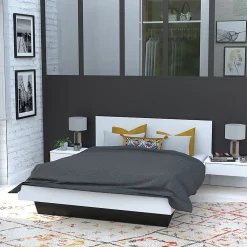 Bb Loisir Lit 2 places 140x190cm Blanc CAIL inclus sommier et 2 chevets* Lit Double