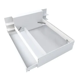 Lit 2 places 140x190cm Blanc CITA inclus sommier et tete de lit chevet et tiroir><noscript><img width=