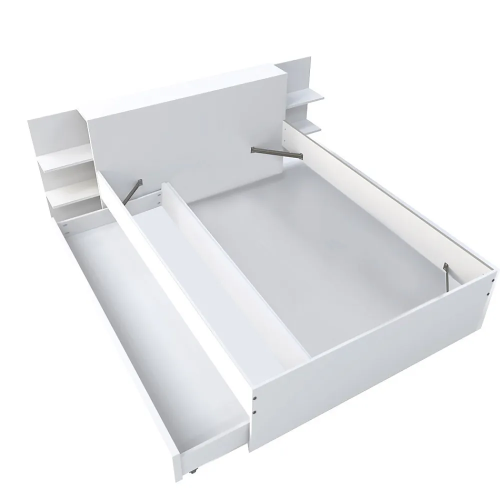 Lit 2 places 140x190cm Blanc CITA inclus sommier et tete de lit chevet et tiroir>Bb Loisir Sale