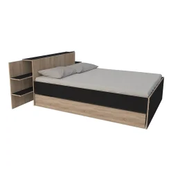 Lit 2 places 140x190cm Chêne et noir CITA inclus sommier et tete de lit chevet et tiroir>Bb Loisir Clearance