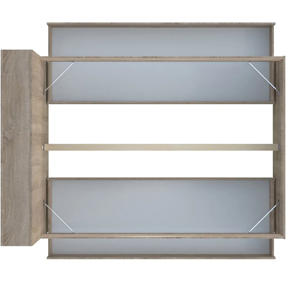 Bb Loisir Lit 2 places 140x190cm chêne ROGO inclus sommier et tete de lit avec étageres et 2 tiroirs* Lit Double