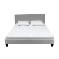 Bb Loisir Lit 2 places 140x200cm Tissu Gris clair avec sommier DUSIN* Lit Double