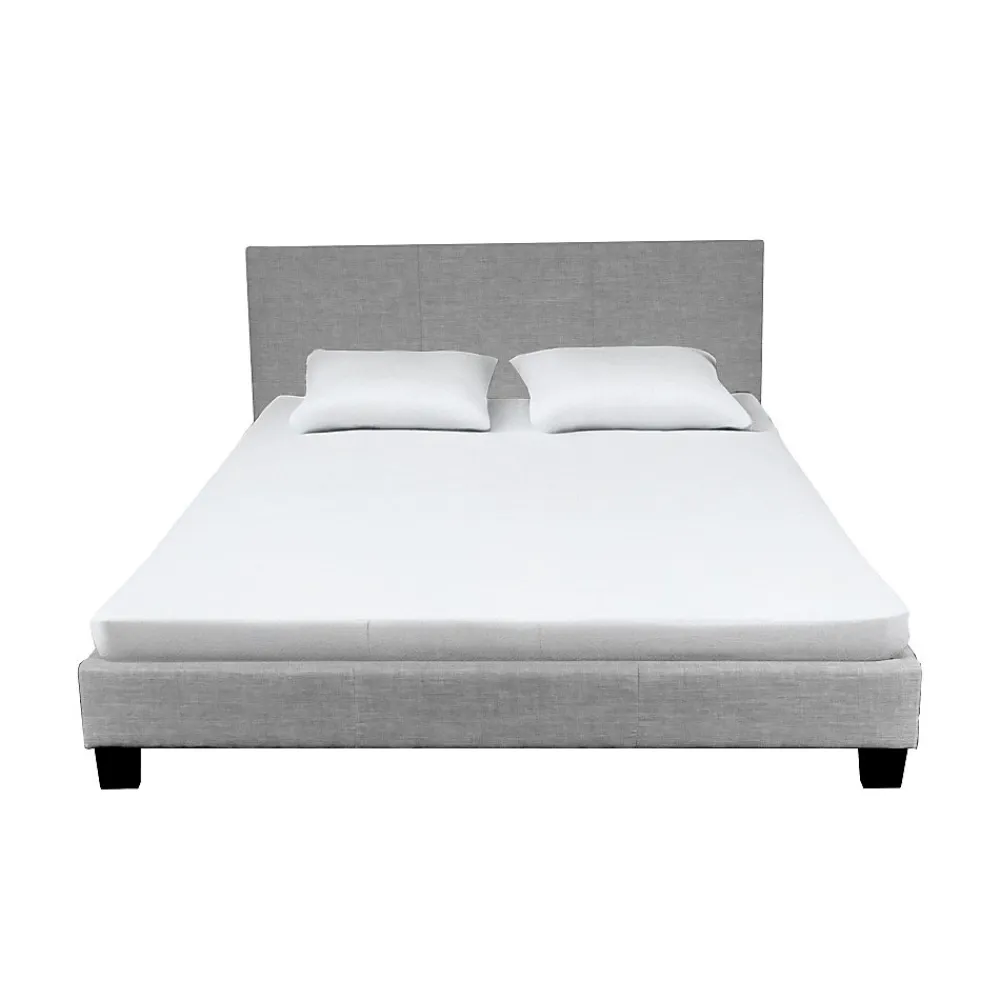 Bb Loisir Lit 2 places 140x200cm Tissu Gris clair avec sommier DUSIN* Lit Double