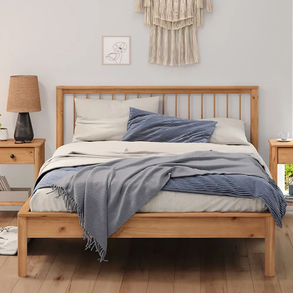 Idimex Lit 140 x 200 avec sommier APOANA en bois massif - Coloris chêne* Lit Simple