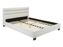 Lit 160 x 200 cm - Simili - Blanc - FAUSTIN><noscript><img width=