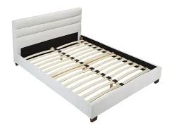 Lit 160 x 200 cm - Simili - Blanc - FAUSTIN><noscript><img width=