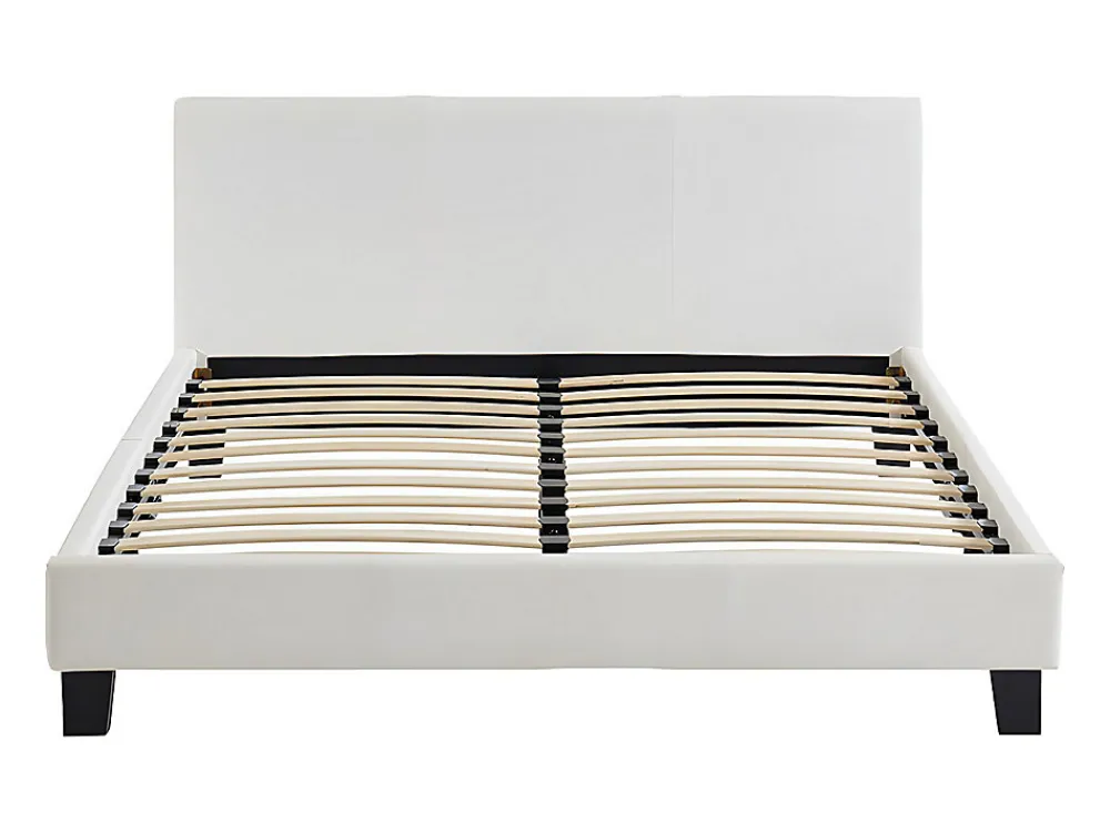 Lit 140 x 190 cm - Simili - Blanc - CORNELIUS II>Vente-unique Sale