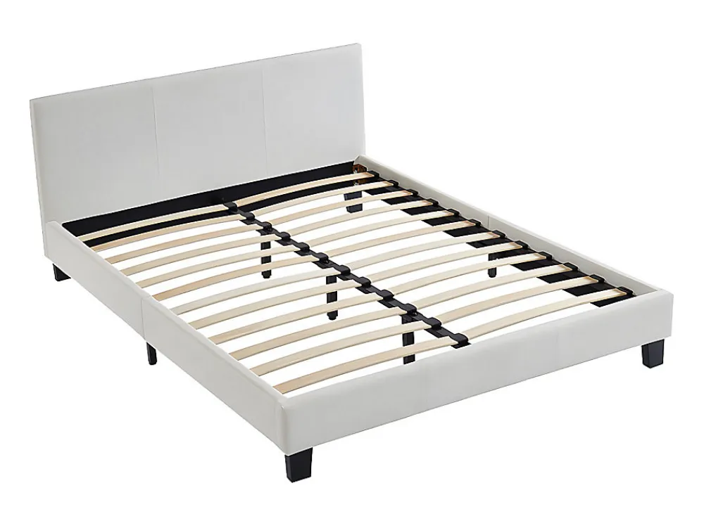 Lit 140 x 190 cm - Simili - Blanc - CORNELIUS II>Vente-unique Sale