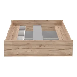 Meubletmoi Lit 160 x 200 cm 3 tiroirs décor chêne naturel et blanc mat - ALBANE* Lit Double