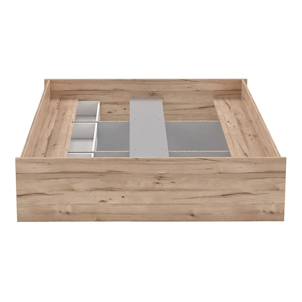 Meubletmoi Lit 160 x 200 cm 3 tiroirs décor chêne naturel et blanc mat - ALBANE* Lit Double