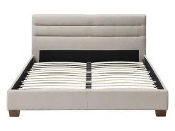 Lit 140 x 190 cm - Tissu - Beige + Matelas - FAUSTIN><noscript><img width=