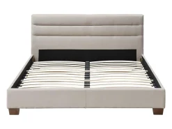 Vente-unique Lit 160 x 200 cm - Tissu - Beige - FAUSTIN* Lit Double