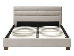 Vente-unique Lit 160 x 200 cm - Tissu - Beige - FAUSTIN* Lit Double